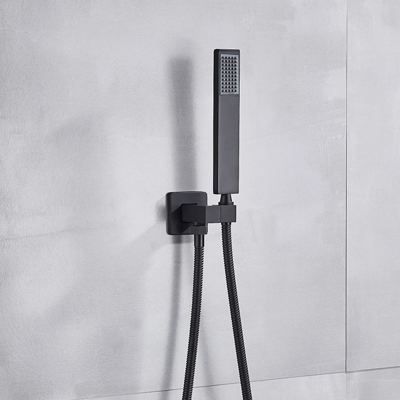 Rozin Matte Black Thermostatic Shower Faucet Wall Mount