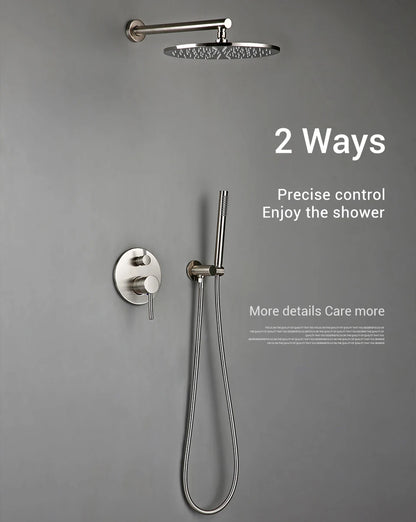 Brushed Stainless Steel Brass Built Installation Rain Shower
