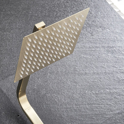 Bathroom Brushed Golden Shower Faucet Wall Mount Rainfall