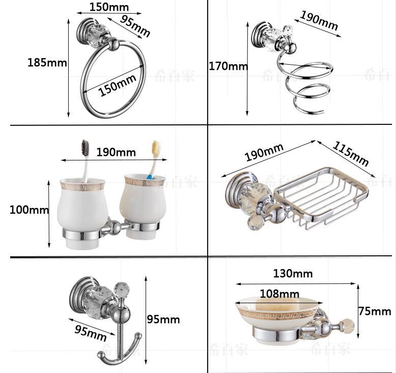Brass Shower Shelf Toilet Paper Holder Silver Crystal