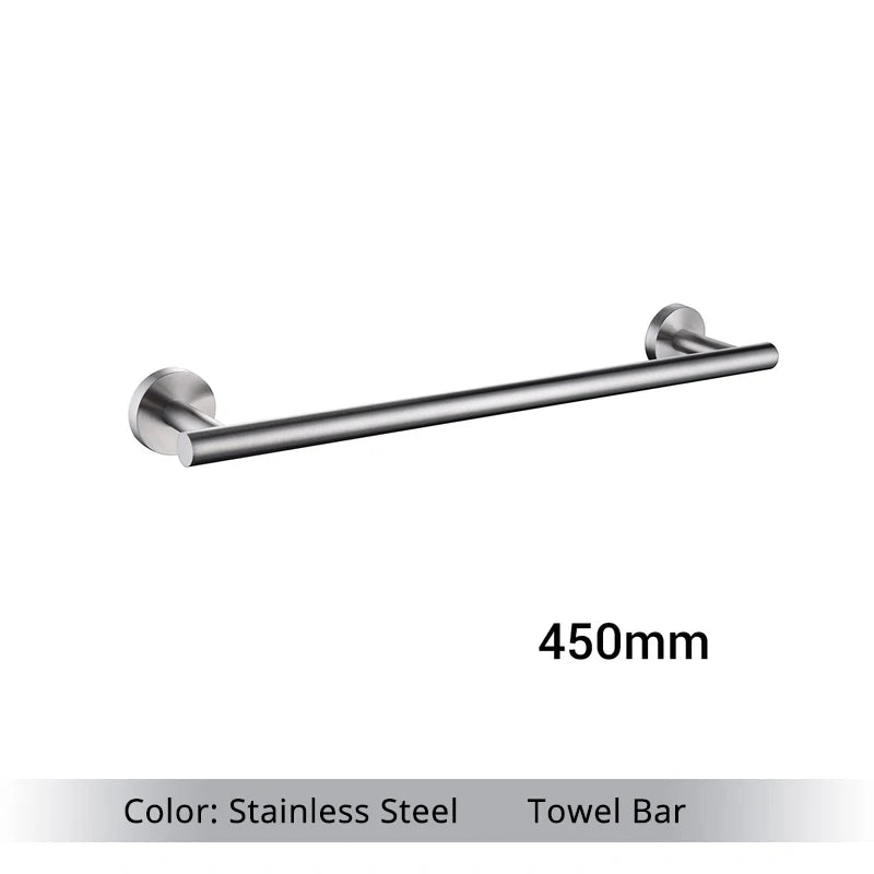 Bathroom Hardware Kit Brushed Stainless Steel Round Wall
