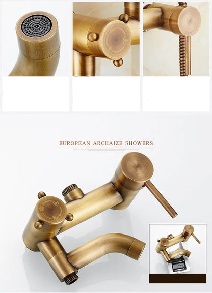 Zgrk Antique Rain Shower Faucets Hand Wall Mounted