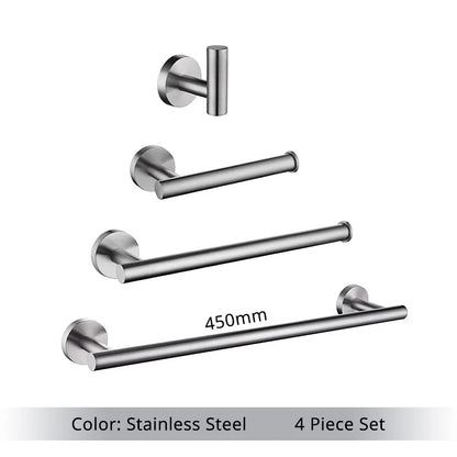 Bathroom Hardware Kit Brushed Stainless Steel Round Wall
