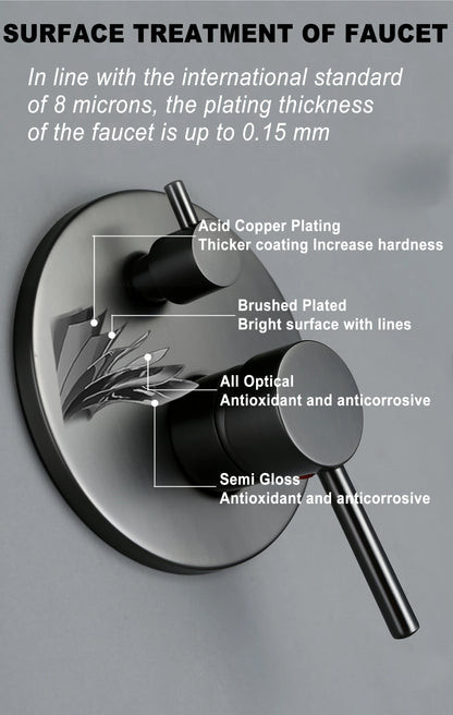 Black Bathroom Shower Faucet Wall Mount Rainfall Shower