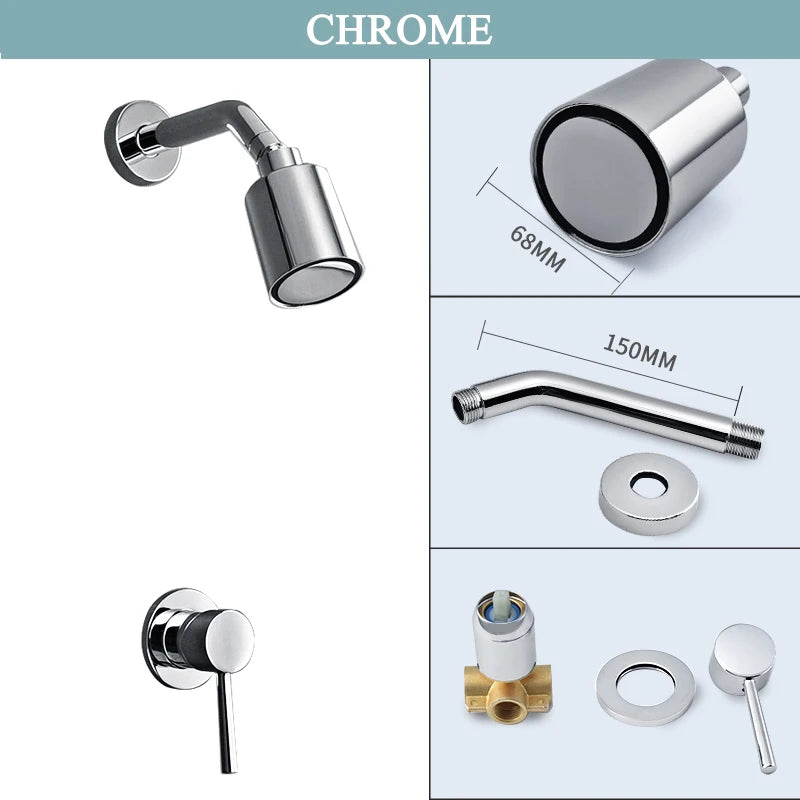 Brushed Gold Bathroom Shower Rainfall Shower Head Handle