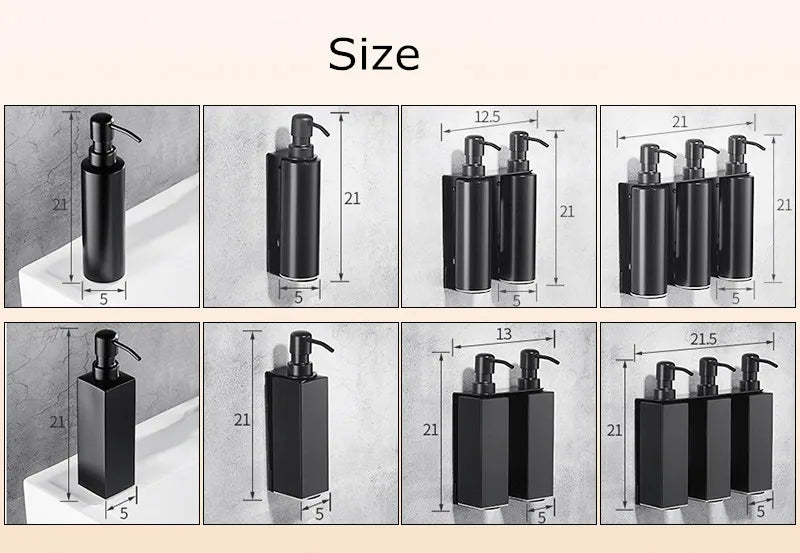 Black Liquid Soap Dispenser Shampoo Hotel Bathroom Wall