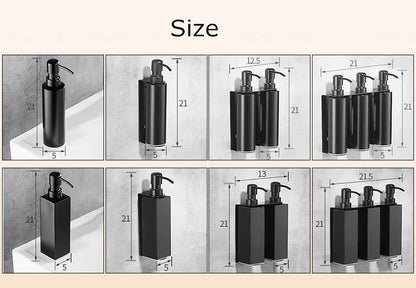 Black Liquid Soap Dispenser Shampoo Hotel Bathroom Wall
