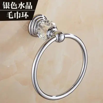 Brass Shower Shelf Toilet Paper Holder Silver Crystal