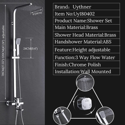Uythner Bathroom Chrome/Black Shower Faucet Rotate Tub Spout