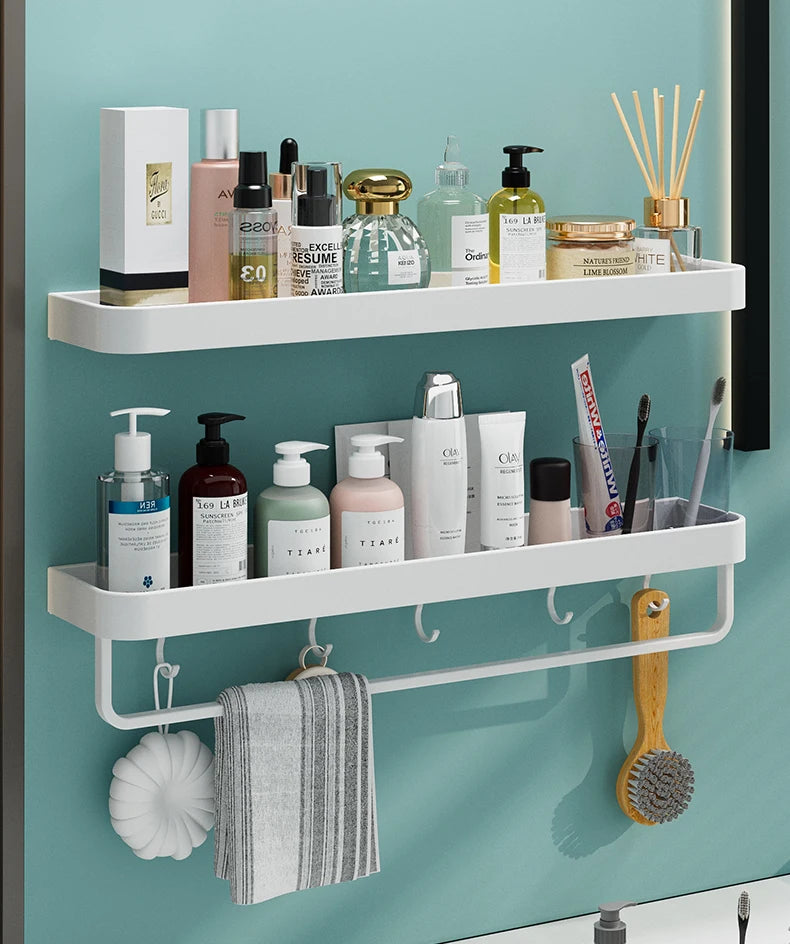 Black / White Bathroom Shelf Shampoo Holder Storage