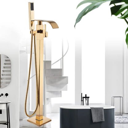 Rozin Golden Bathtub Shower Faucet Floor Mounted Bathroom