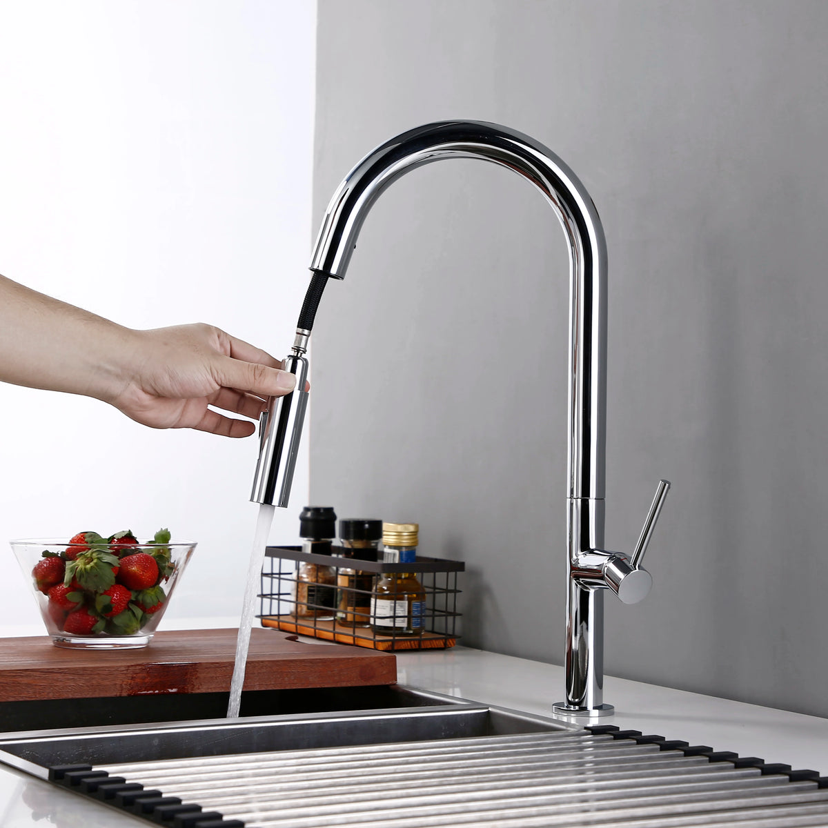 Gunmetal Faucet Pull Down Sprayer Handle Hole Pull