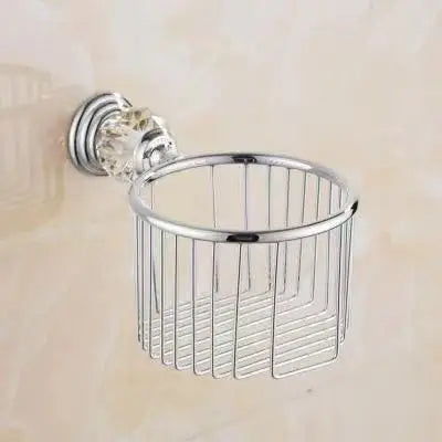 Brass Shower Shelf Toilet Paper Holder Silver Crystal
