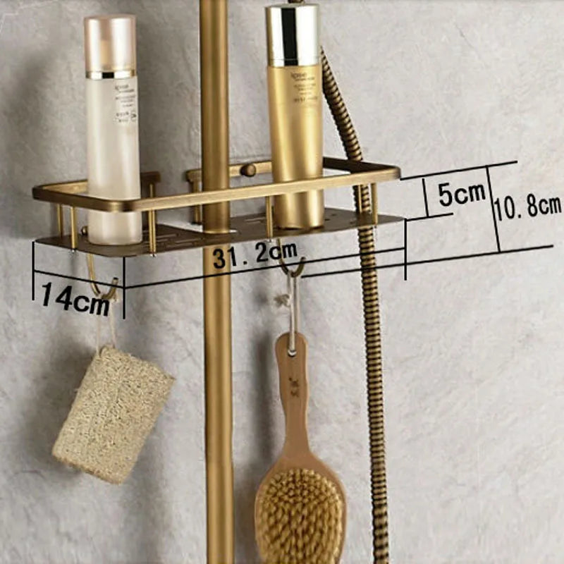 Antique Brass Shower Faucet Mixers Dual Handle Rainfall