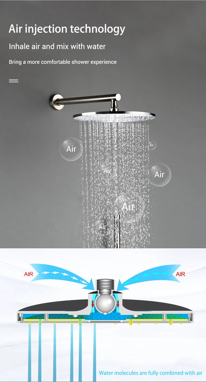 Brushed Stainless Steel Brass Built Installation Rain Shower