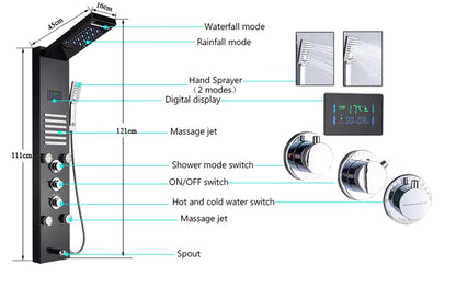 Luxury Led Shower Panel Spa Massage Jet Shower