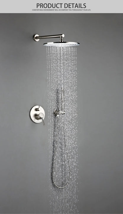 Brushed Stainless Steel Brass Built Installation Rain Shower
