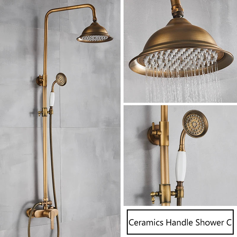 Rainfall Bathroom Shower Brass Antique Shower Mixers Handshower