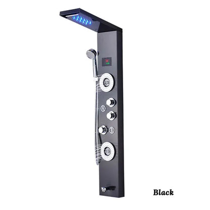 Luxury Black/Brushed Bathroom Led Shower Panel Tower System