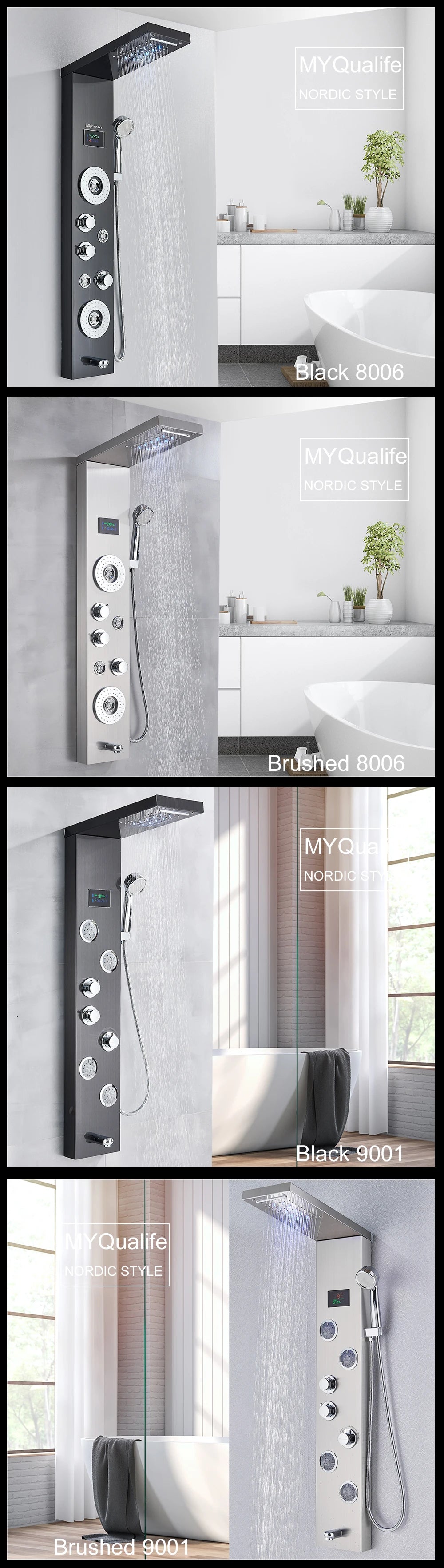 Led Light Shower Panel Waterfall Rain Digital Display