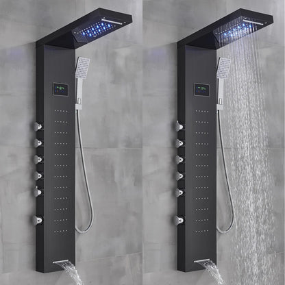 Black/Brushed Bathroom Shower Faucet Led Rainfall Head Shower