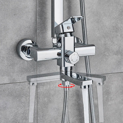 Uythner Bathroom Chrome/Black Shower Faucet Rotate Tub Spout