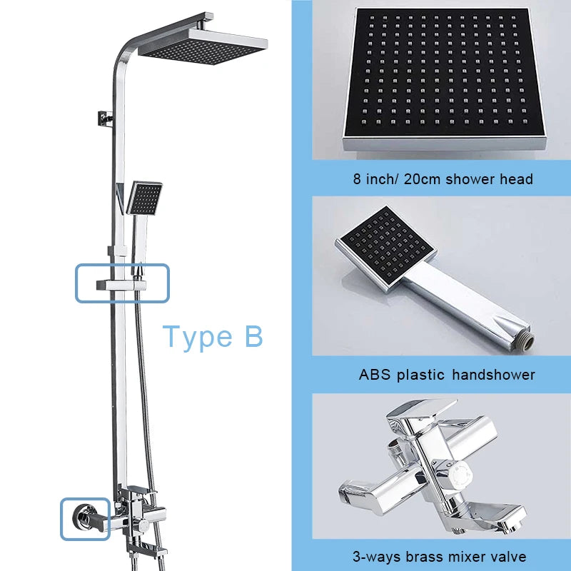 Matte Black Bathroom Shower Faucet 8/10/12inch Wall Mount