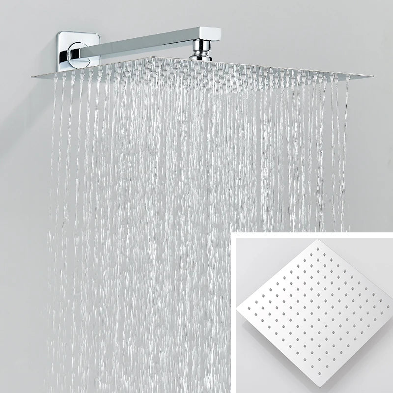 Chrome Bathroom Digital Display Shower Faucet Rainfall Shower