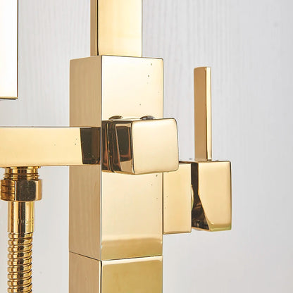 Shbshaimy Golden Floor Bathroom Bathtub Faucet Handshower Cold