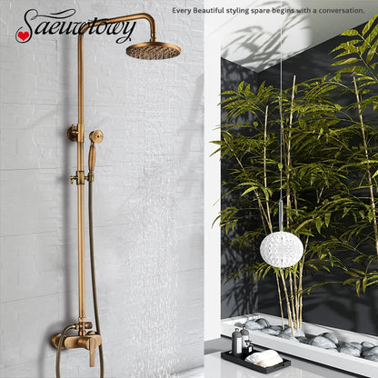 Antique Brass Style Shower Faucet Handle Handheld Shower