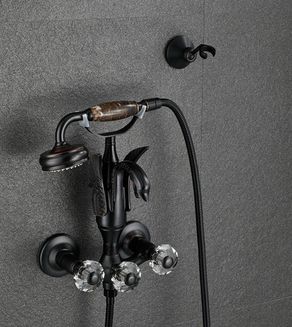 Luxury Golden Bathroom Swan Bathtub Faucet Wall Mounted