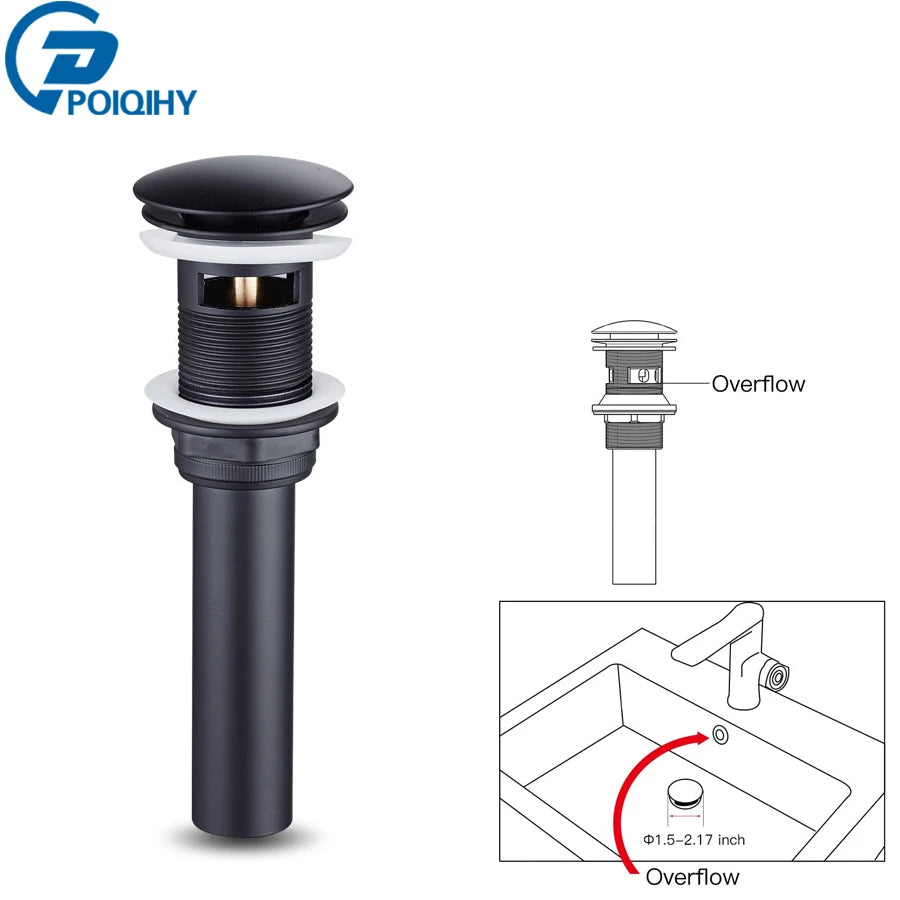 Poiqihy Matte Black Bathroom Lavatory Basin Sink Pop