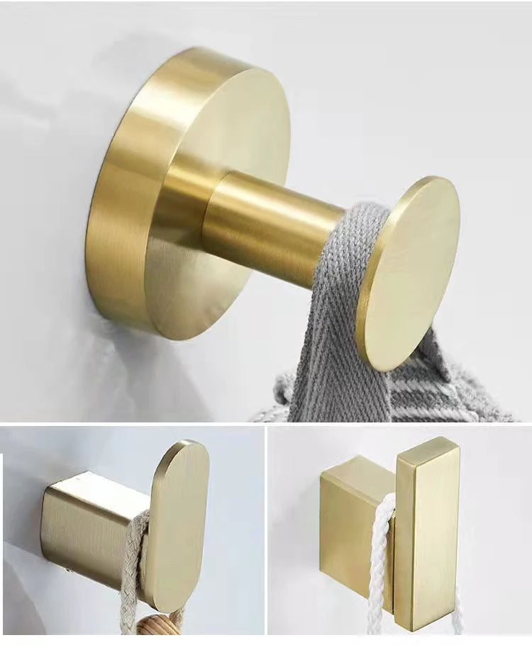 Brush Gold Stainless Steel Clothes Hook Wall Mounted