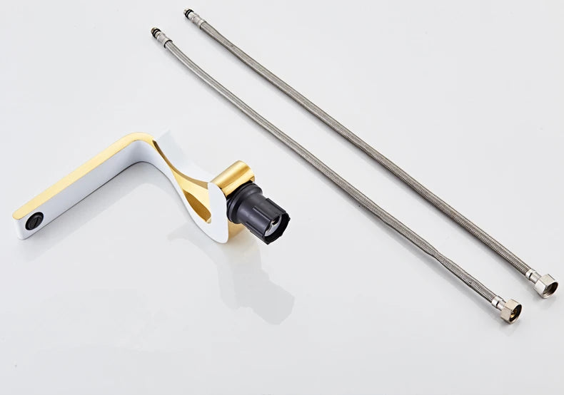 Luxury White Gold Bathroom Mixer Tap Brass Wash