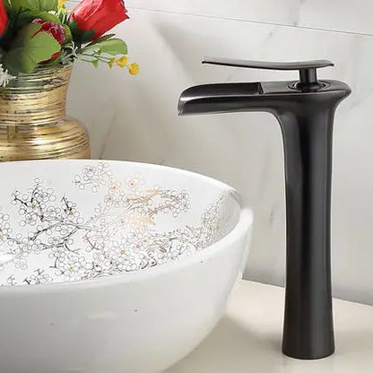 Basin Faucet Gold Waterfall Faucet Brass Bathroom Faucet