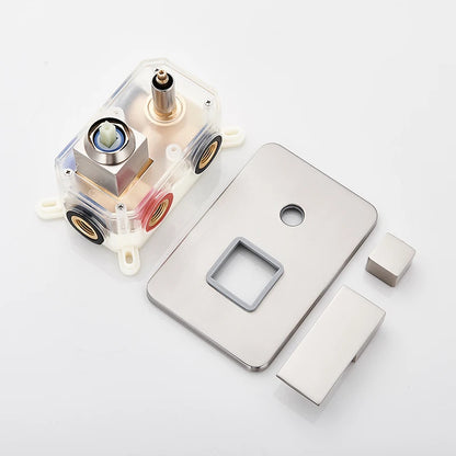 Brushed Nickel Bath Concealed Rainfall Shower Faucets Wall