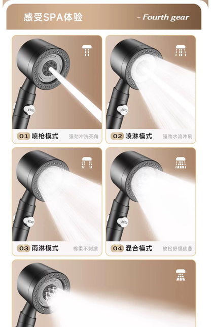 Large Panel Black High Pressure Shower Head Modes