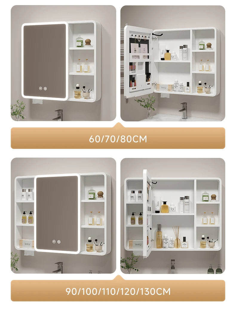 Smart Corner Round Space Aluminum Mirror Cabinet Wall
