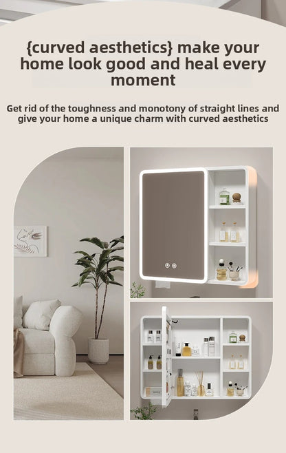 Smart Corner Round Space Aluminum Mirror Cabinet Wall