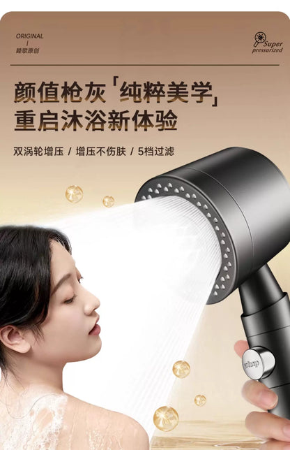 Large Panel Black High Pressure Shower Head Modes