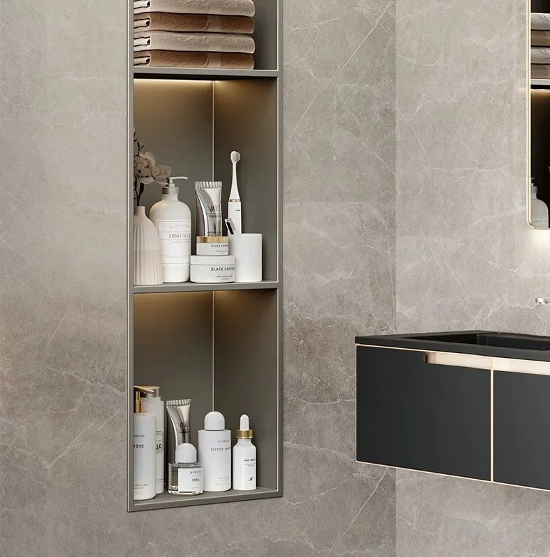 Stainless Steel Niche Bathroom Shelf-Embedded Tv Cabinet Style