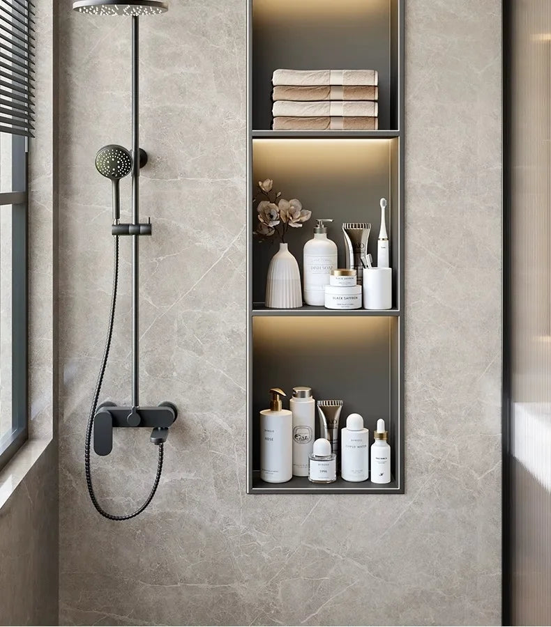 Stainless Steel Niche Bathroom Shelf-Embedded Tv Cabinet Style
