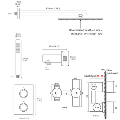 Smesiteli Titanium Gold Solid Brass Shower Intelligent
