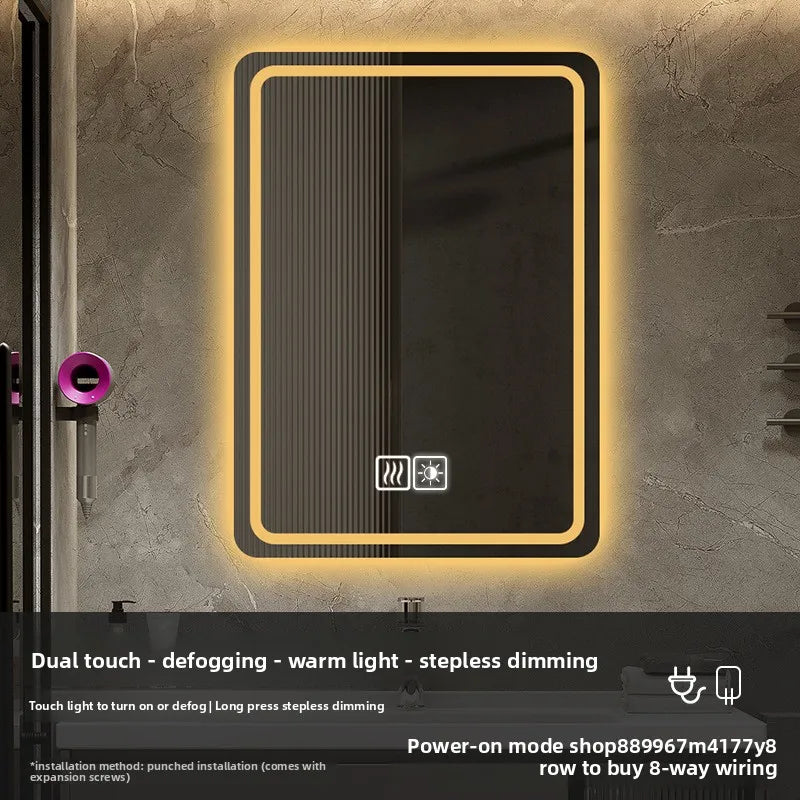 Hotel Bathroom Mirror Square Smart Led Bathroom Light