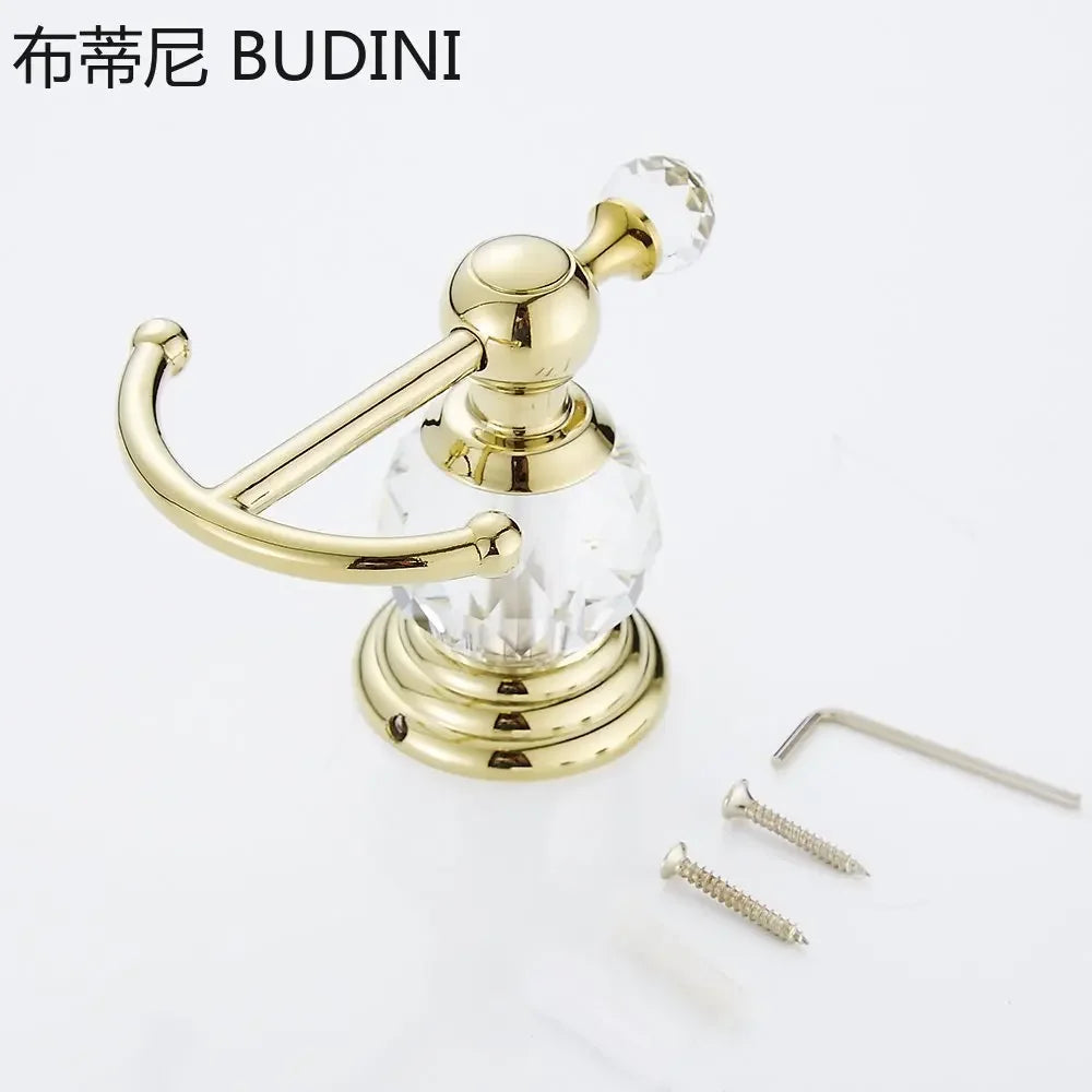 Pieces Chrome Gold Polished Bathroom Sets Brass&Crystal Towel