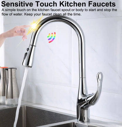 Brass Touch On Fauct Pull Down Cold Sink