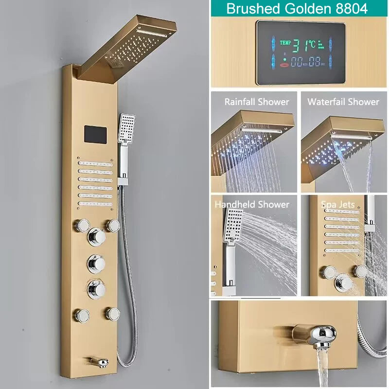 Shinesia Led Shower Panel Waterfall Rain Digital Display