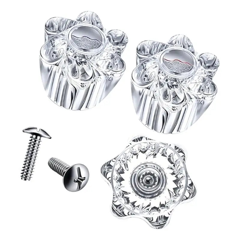Shower Faucet Handle Replacement Knobs Pair Clear Acrylic