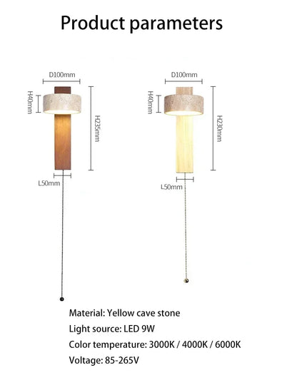 Nordic Travertine Stone Wall Lamps Rotatable Mirror Light