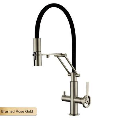 Industrial Brass Brushed Rose Gold Faucet Separated Filter